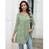 Zeagoo Women Tops 3/4 Sleeve Dressy Casual Plus Size Tunics Loose Blouses(Green Flowers-xh534)
