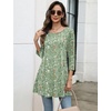 Zeagoo Women Tops 3/4 Sleeve Dressy Casual Plus Size Tunics Loose Blouses(Green Flowers-xh534)
