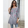 Zeagoo Women Tops 3/4 Sleeve Dressy Casual Plus Size Tunics Loose Blouses(Grey Flower-hf36)