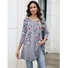 Zeagoo Women Tops 3/4 Sleeve Dressy Casual Plus Size Tunics Loose Blouses(Grey Flower-hf36)