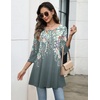Zeagoo Women Tops 3/4 Sleeve Dressy Casual Plus Size Tunics Loose Blouses(Grey Flower-wf71)
