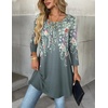Zeagoo Women Tops 3/4 Sleeve Dressy Casual Plus Size Tunics Loose Blouses(Grey Flower-wf71)