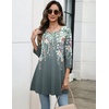 Zeagoo Women Tops 3/4 Sleeve Dressy Casual Plus Size Tunics Loose Blouses(Grey Flower-wf71)