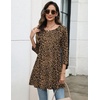 Zeagoo Women Tops 3/4 Sleeve Dressy Casual Plus Size Tunics Loose Blouses(Leopard Print-an136)