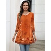 Zeagoo Women Tops 3/4 Sleeve Dressy Casual Plus Size Tunics Loose Blouses(Orange Flower-mz867)