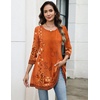 Zeagoo Women Tops 3/4 Sleeve Dressy Casual Plus Size Tunics Loose Blouses(Orange Flower-mz867)