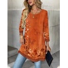 Zeagoo Women Tops 3/4 Sleeve Dressy Casual Plus Size Tunics Loose Blouses(Orange Flower-mz867)