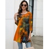 Zeagoo Women Tops 3/4 Sleeve Dressy Casual Plus Size Tunics Loose Blouses(Orange Print-cx272)