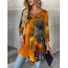 Zeagoo Women Tops 3/4 Sleeve Dressy Casual Plus Size Tunics Loose Blouses(Orange Print-cx272)