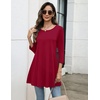 Zeagoo Women Tops 3/4 Sleeve Dressy Casual Plus Size Tunics Loose Blouses(Red)