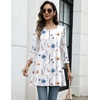 Zeagoo Women Tops 3/4 Sleeve Dressy Casual Plus Size Tunics Loose Blouses(White Flowers-bf290)