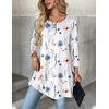 Zeagoo Women Tops 3/4 Sleeve Dressy Casual Plus Size Tunics Loose Blouses(White Flowers-bf290)