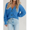 Zeagoo Women’s 2026 Fall Chunky Knit Cardigans Long Sleeve Sweaters(Bright Blue)