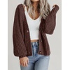 Zeagoo Women’s 2026 Fall Chunky Knit Cardigans Long Sleeve Sweaters(Brown)