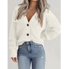 Zeagoo Women’s 2026 Fall Chunky Knit Cardigans Long Sleeve Sweaters(B_white)