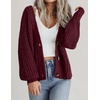 Zeagoo Women’s 2026 Fall Chunky Knit Cardigans Long Sleeve Sweaters(C-wine Red)