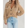 Zeagoo Women’s 2026 Fall Chunky Knit Cardigans Long Sleeve Sweaters(Light Khaki)