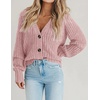 Zeagoo Women’s 2026 Fall Chunky Knit Cardigans Long Sleeve Sweaters(Mauve Pink)