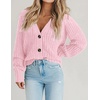 Zeagoo Women’s 2026 Fall Chunky Knit Cardigans Long Sleeve Sweaters(Pink)