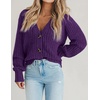 Zeagoo Women’s 2026 Fall Chunky Knit Cardigans Long Sleeve Sweaters(Purple)