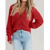 Zeagoo Women’s 2026 Fall Chunky Knit Cardigans Long Sleeve Sweaters(Red)