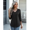 Zeagoo Womens Blouse Casual 3/4 Length Sleeve V Neck Basic T-Shirts(B)