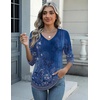 Zeagoo Womens Blouse Casual 3/4 Length Sleeve V Neck Basic T-Shirts(Mz712)
