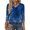Zeagoo Womens Blouse Casual 3/4 Length Sleeve V Neck Basic T-Shirts(Mz712)
