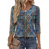 Zeagoo Womens Blouse Casual 3/4 Length Sleeve V Neck Basic T-Shirts(Mz779)