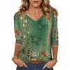 Zeagoo Womens Blouse Casual 3/4 Length Sleeve V Neck Basic T-Shirts(Mz808)
