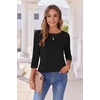 Zeagoo Women’s Casual 3/4 Sleeve T-Shirts Round Neck Tunic Tops Work Blouse(Black)