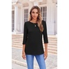 Zeagoo Women’s Casual 3/4 Sleeve T-Shirts Round Neck Tunic Tops Work Blouse(Black)