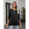Zeagoo Women’s Casual 3/4 Sleeve T-Shirts Round Neck Tunic Tops Work Blouse(Black)