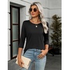 Zeagoo Women’s Casual 3/4 Sleeve T-Shirts Round Neck Tunic Tops Work Blouse(Black)