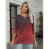 Zeagoo Women’s Casual 3/4 Sleeve T-Shirts Round Neck Tunic Tops Work Blouse(Black Red-mz838)