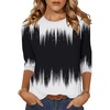 Zeagoo Women’s Casual 3/4 Sleeve T-Shirts Round Neck Tunic Tops Work Blouse(Black White-jb204)
