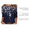Zeagoo Women’s Casual 3/4 Sleeve T-Shirts Round Neck Tunic Tops Work Blouse(Blue Flower-sf103)