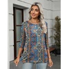 Zeagoo Women’s Casual 3/4 Sleeve T-Shirts Round Neck Tunic Tops Work Blouse(Bohemia-mz779)