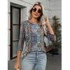 Zeagoo Women’s Casual 3/4 Sleeve T-Shirts Round Neck Tunic Tops Work Blouse(Bohemia-mz779)