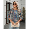 Zeagoo Women’s Casual 3/4 Sleeve T-Shirts Round Neck Tunic Tops Work Blouse(Bohemia-mz779)