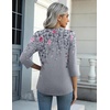 Zeagoo Women’s Casual 3/4 Sleeve T-Shirts Round Neck Tunic Tops Work Blouse(Grey Flower)