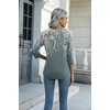 Zeagoo Women’s Casual 3/4 Sleeve T-Shirts Round Neck Tunic Tops Work Blouse(Grey Flower-wf71)