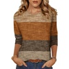 Zeagoo Women’s Casual 3/4 Sleeve T-Shirts Round Neck Tunic Tops Work Blouse(Khaki-jh398)