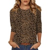 Zeagoo Women’s Casual 3/4 Sleeve T-Shirts Round Neck Tunic Tops Work Blouse(Leopard Print-an136)