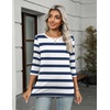 Zeagoo Women’s Casual 3/4 Sleeve T-Shirts Round Neck Tunic Tops Work Blouse(Navy Stripes-tz290)
