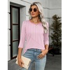 Zeagoo Women’s Casual 3/4 Sleeve T-Shirts Round Neck Tunic Tops Work Blouse(Pink Stripes-tz300)