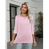 Zeagoo Women’s Casual 3/4 Sleeve T-Shirts Round Neck Tunic Tops Work Blouse(Pink Stripes-tz300)