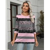 Zeagoo Women’s Casual 3/4 Sleeve T-Shirts Round Neck Tunic Tops Work Blouse(Pink Stripe-tz245)