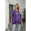 Zeagoo Women’s Casual 3/4 Sleeve T-Shirts Round Neck Tunic Tops Work Blouse(Purple Boho Mz907)