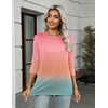 Zeagoo Women’s Casual 3/4 Sleeve T-Shirts Round Neck Tunic Tops Work Blouse(Rainbow-jb218)